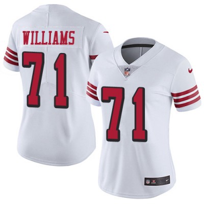 San Francisco 49ers #71 Trent Williams White Women's Stitched NFL Limited Rush Jersey